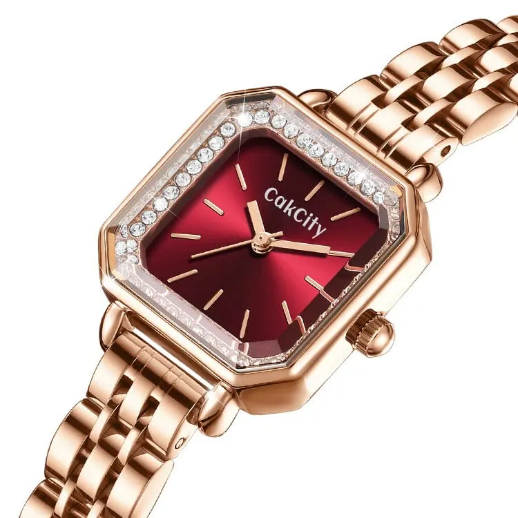 Ladies Analog Quartz Wrist Sparkle Square Face Watch