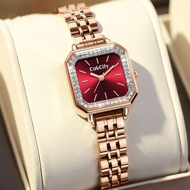 Ladies Analog Quartz Wrist Sparkle Square Face Watch
