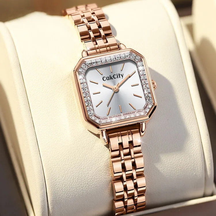 Ladies Analog Quartz Wrist Sparkle Square Face Watch
