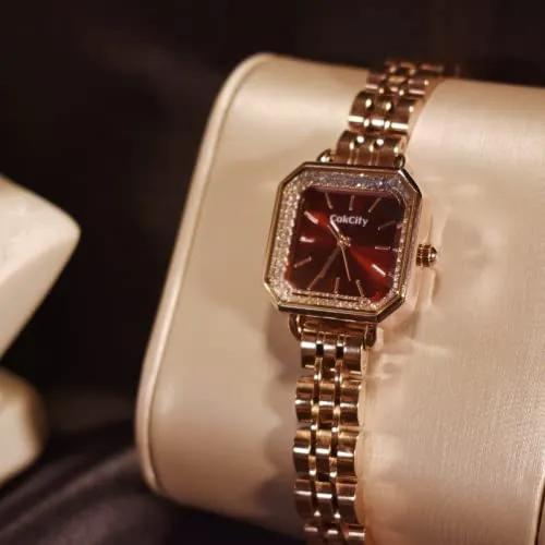 Ladies Analog Quartz Wrist Sparkle Square Face Watch