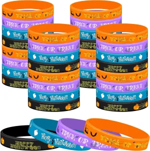 Lesnala 48 Pcs Halloween Silicone Wristband 4 Classic Styles for Kid Holiday Gifts Party Favor and Goodie Bag Fillers Supply Lesnala 48 Pcs Halloween Silicone Wristband 4 Classic Styles for Kid Holiday Gifts Party Favor and Goodie Bag Fillers Supply