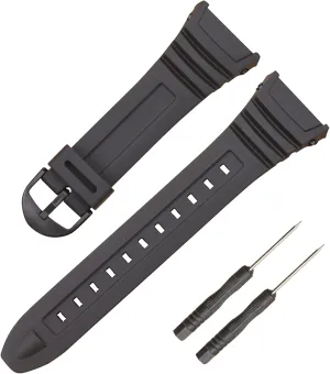 Lijinlan Watch Replacement Watch Band for Casio W-96H, Flexible Black Resin Strap fit W96 W-96H W96H W-96H-1AV W-96H-3A 2A/4A W-96H-9AV Sport Watch Adjustable Breathable Wristband