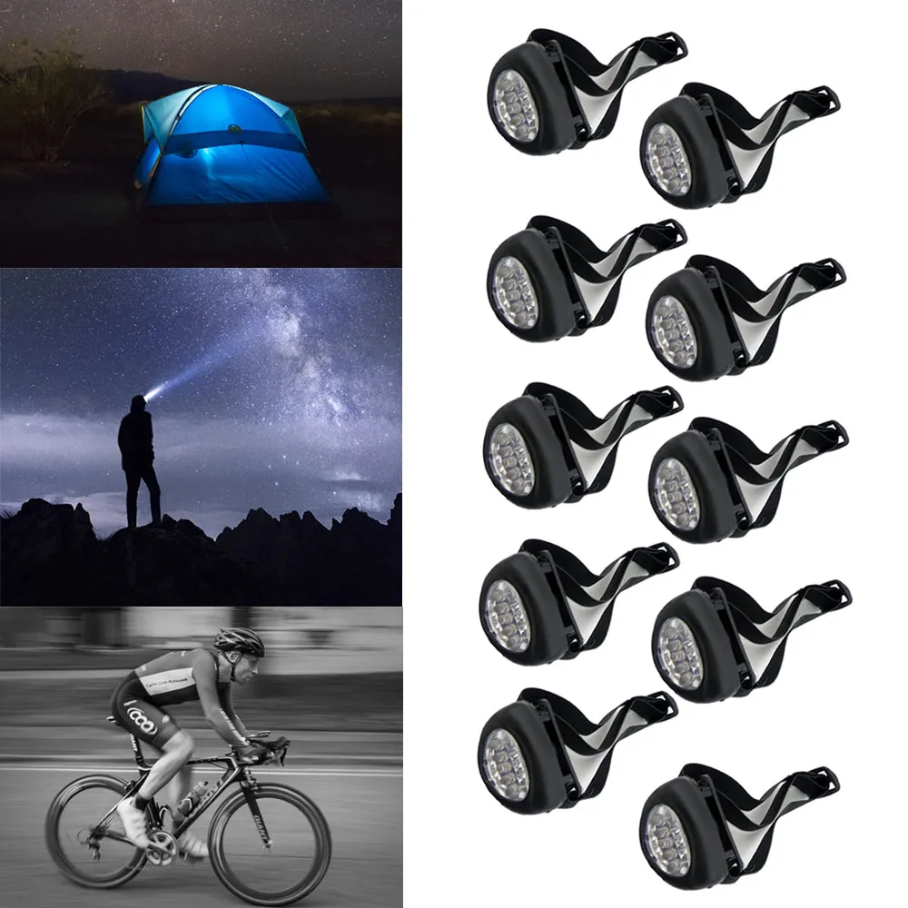 Lot of 10 Headlamp Headlight LED Ultra Bright Light Running Cycling Camping New