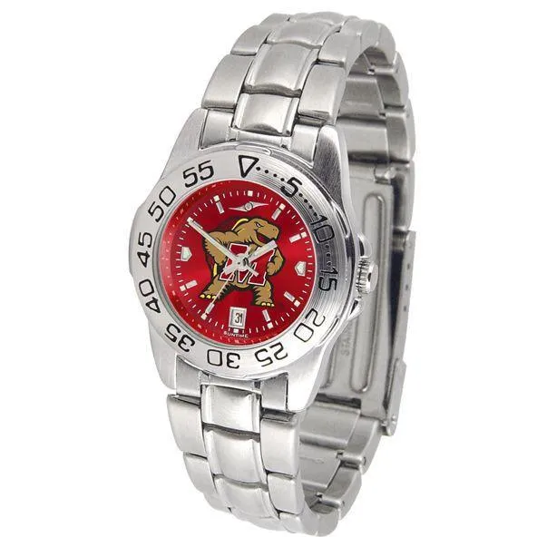 Maryland Terrapins Ladies AnoChrome  Steel Band Sports Watch