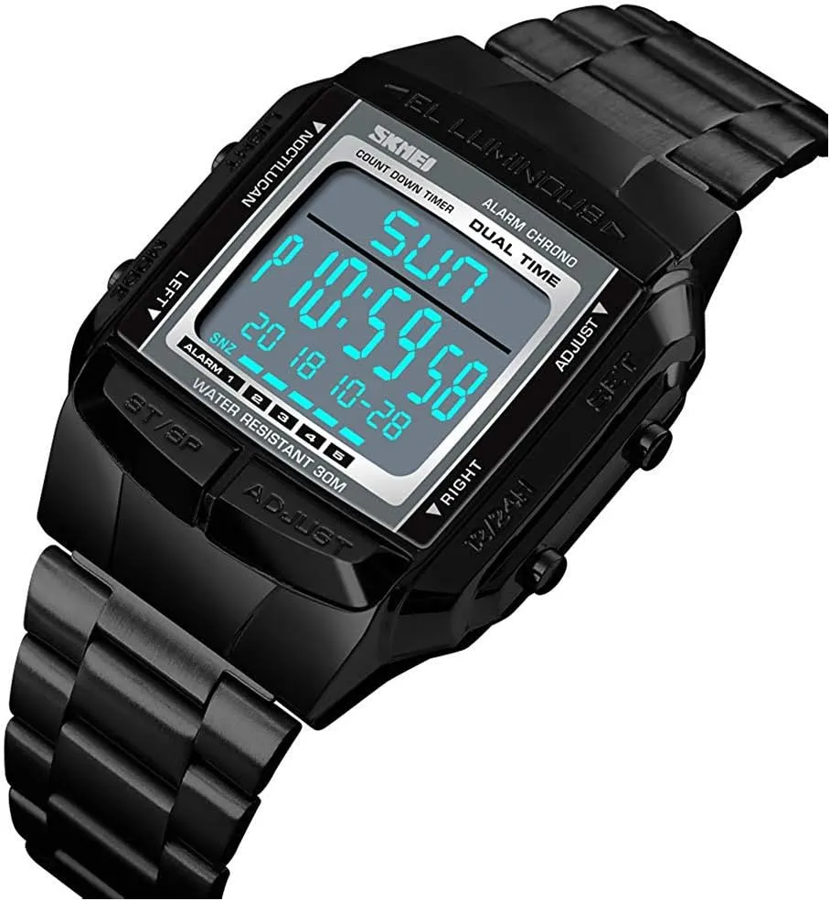 MASTOP Mens Digital Watch Sports Alarm Stopwatch Business Watches Square Waterproof Men's Wrist Watches