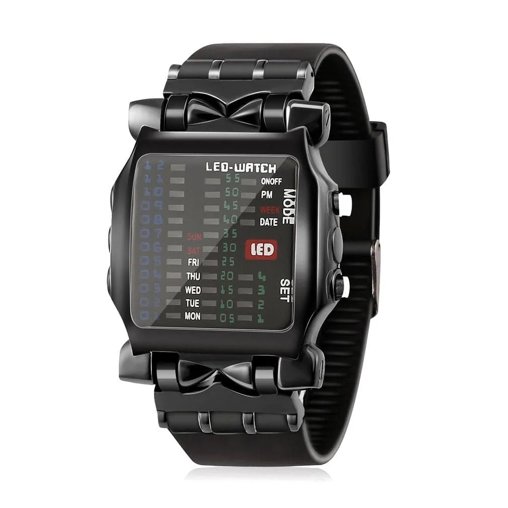 Men led Watch Creative Crab Type Electronic Watch Luminous Binary Waterproof Multi Function