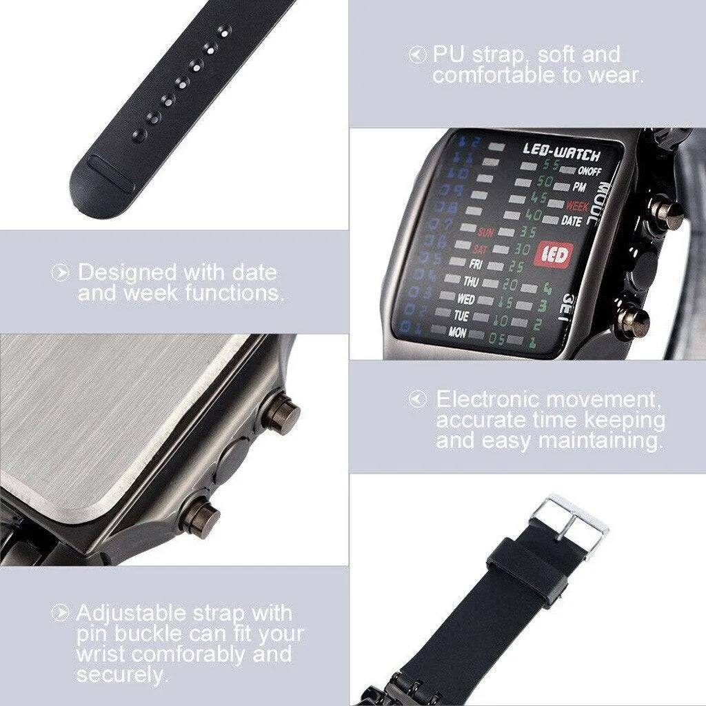 Men led Watch Creative Crab Type Electronic Watch Luminous Binary Waterproof Multi Function