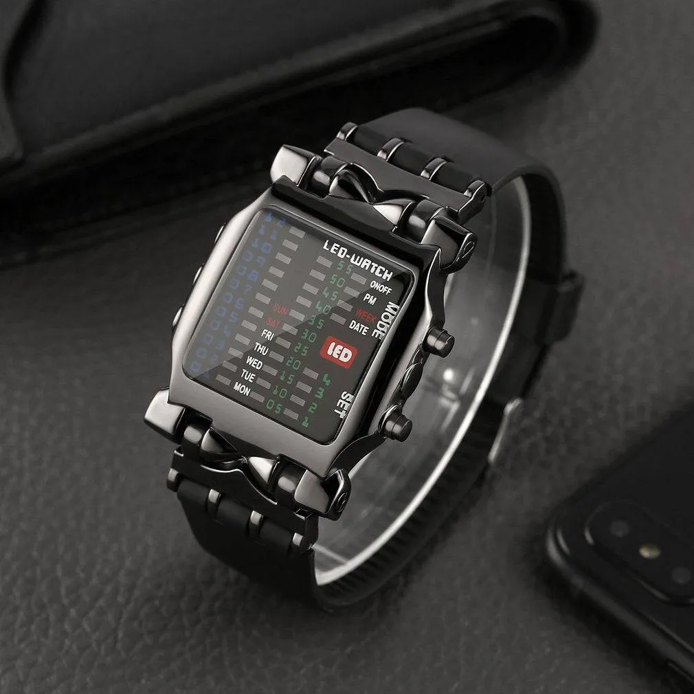Men led Watch Creative Crab Type Electronic Watch Luminous Binary Waterproof Multi Function