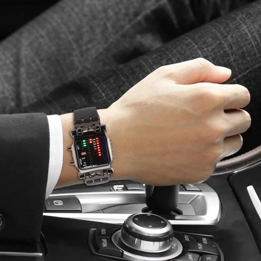 Men led Watch Creative Crab Type Electronic Watch Luminous Binary Waterproof Multi Function