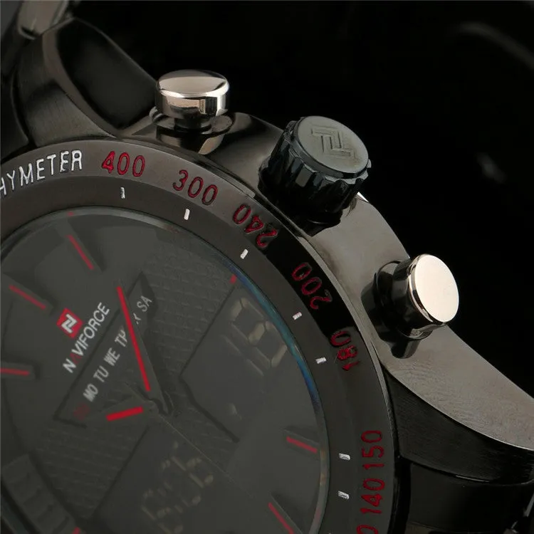Men Watches NAVIFORCE 9024 Luxury Brand Full Steel Quartz Clock Digital LED Watch Army Military Sport Watch-Worldwide Free Shipping!