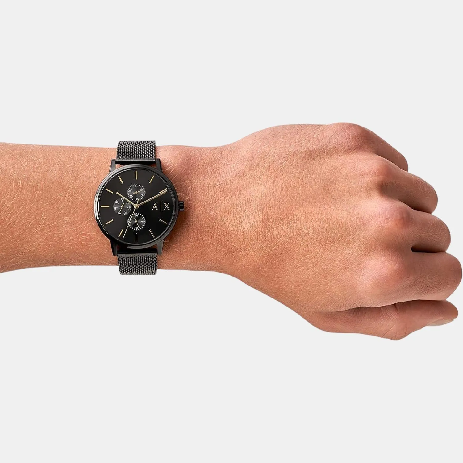 Men's Black Stainless Steel Chronograph Watch AX2716
