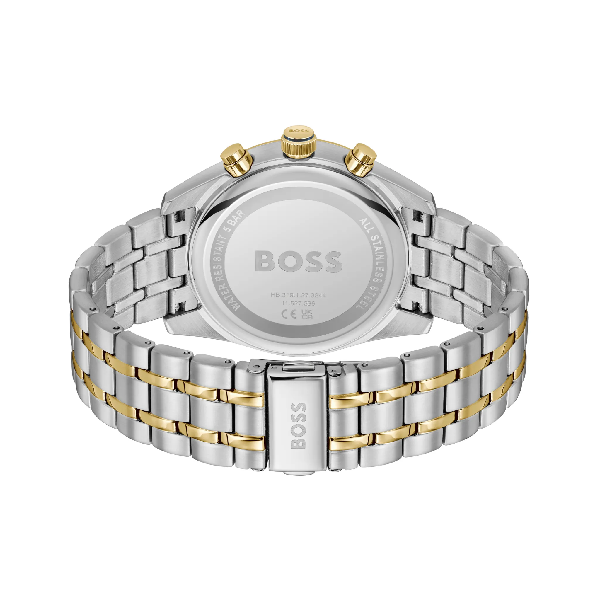 Mens BOSS Silver/Gold/Blue Skytraveller Bracelet Watch