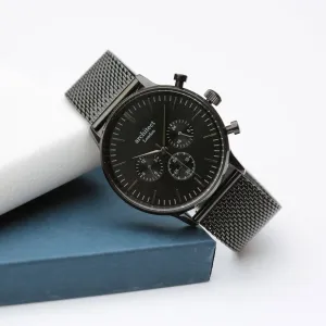 Men's Handwriting Engraved Watch In Black Face