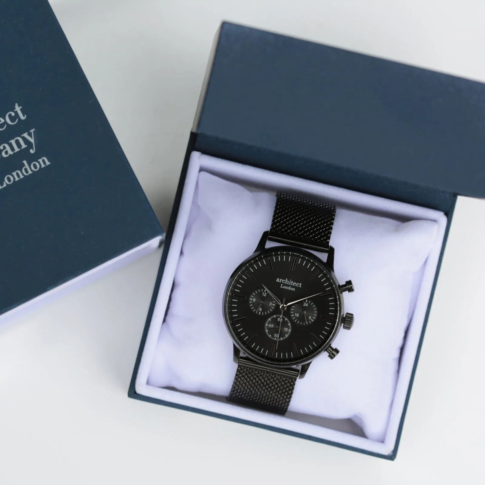 Men's Handwriting Engraved Watch In Black Face