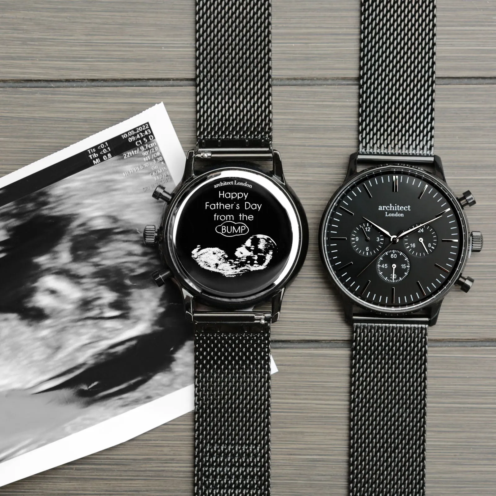 Men's Handwriting Engraved Watch In Black Face