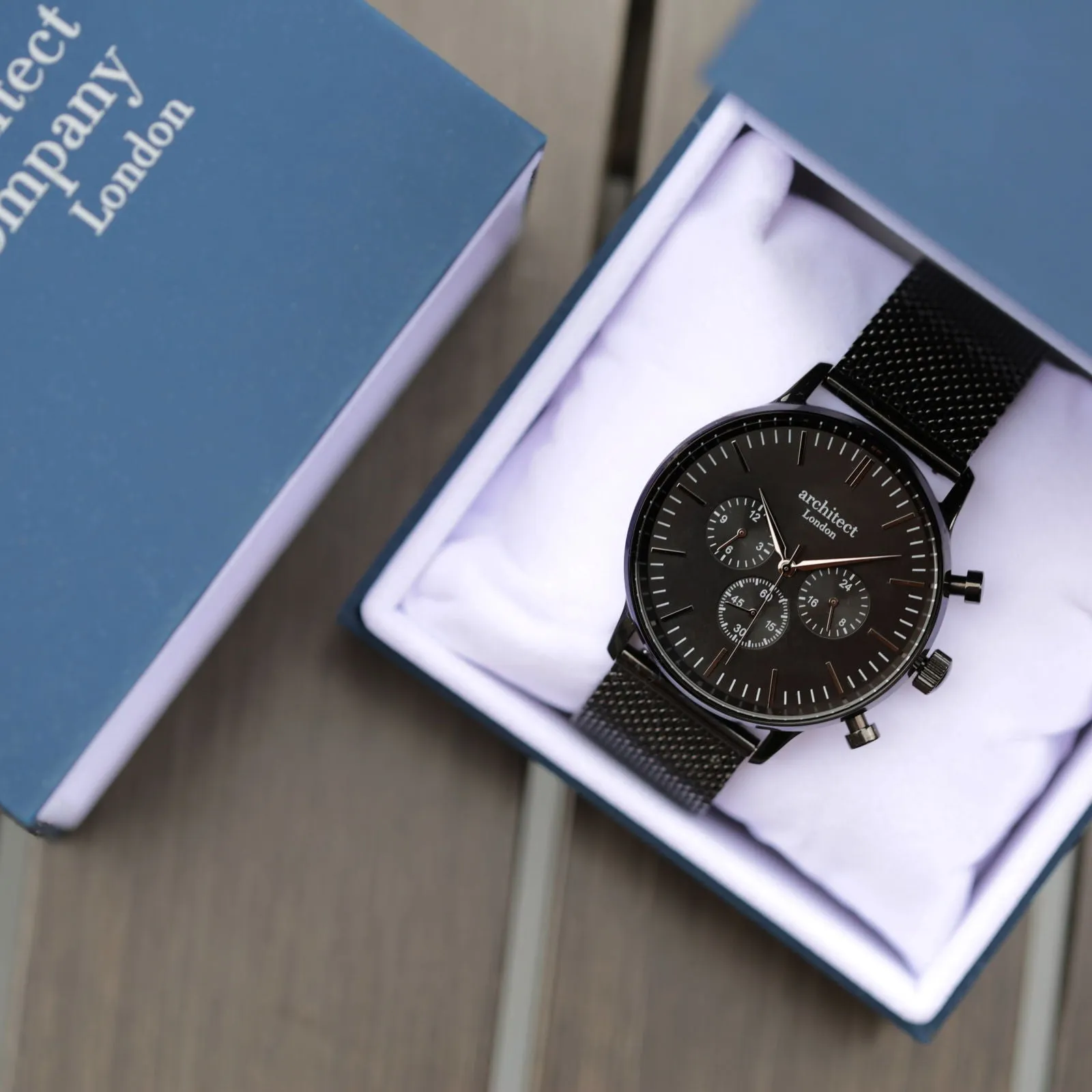 Men's Handwriting Engraved Watch In Black Face