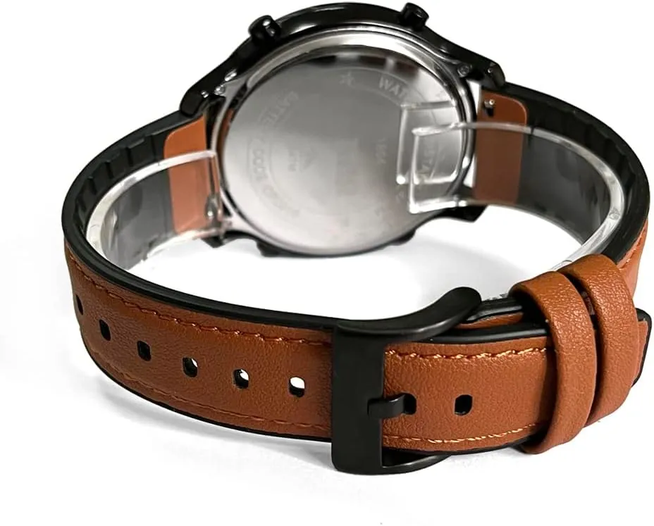 Mens Leather Watch for Men Digital Watch Men's Wrist Watches LED Minimalist Stainless Steel Waterproof Stopwatch