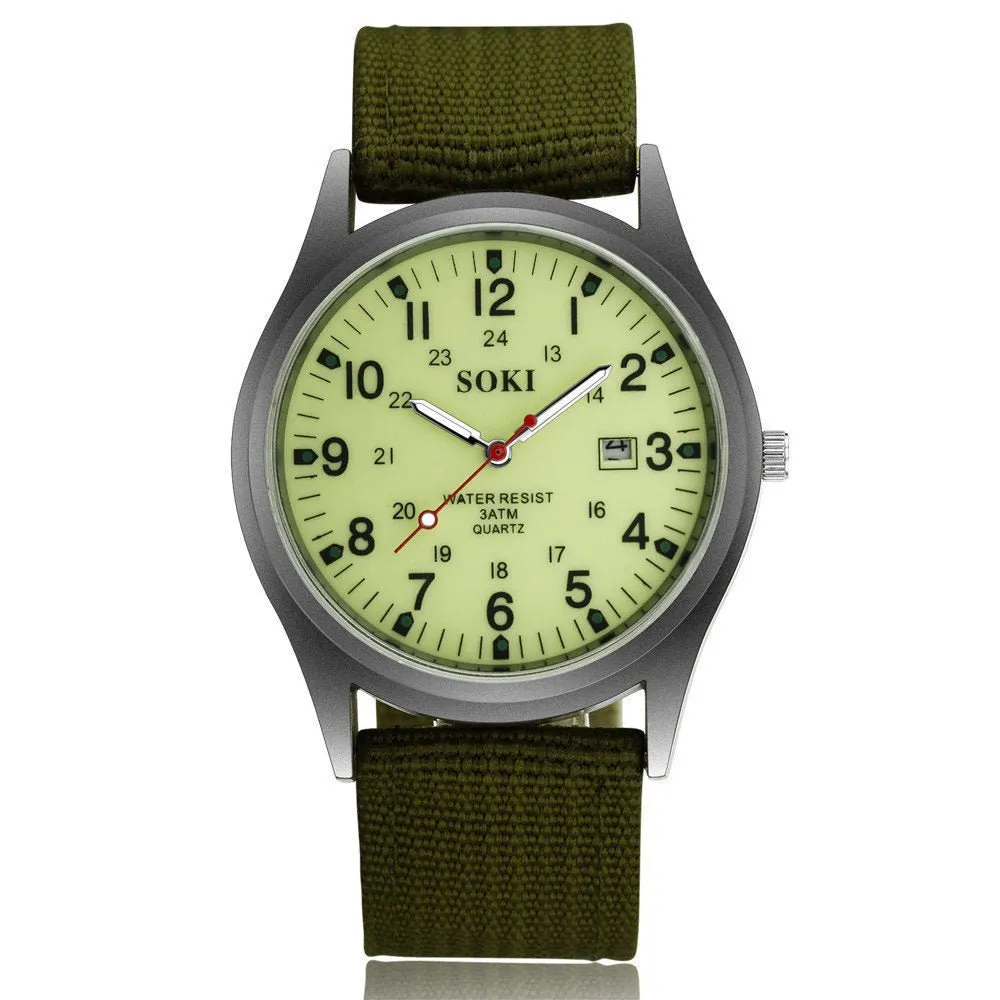 Men's Luminous Sports Casual Quartz Watch With Date Display