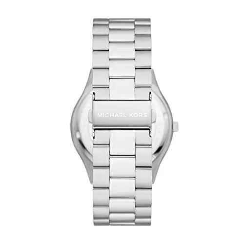 Michael Kors Slim Runway Three-Hand Stainless Steel Men's Watch and Brown Leather Wallet Gift Set (Model: MK1060SET)