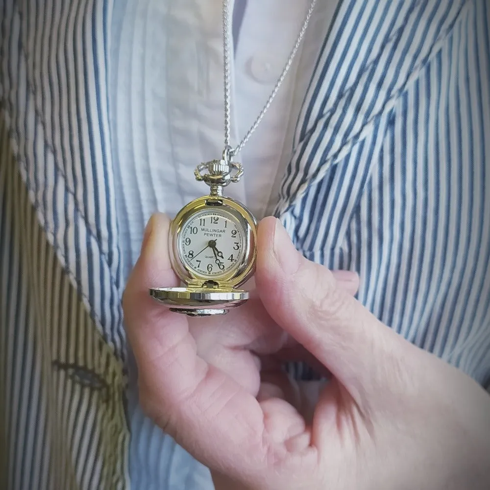 Mullingar Pewter Ladies Necklace Watch Irish Designs