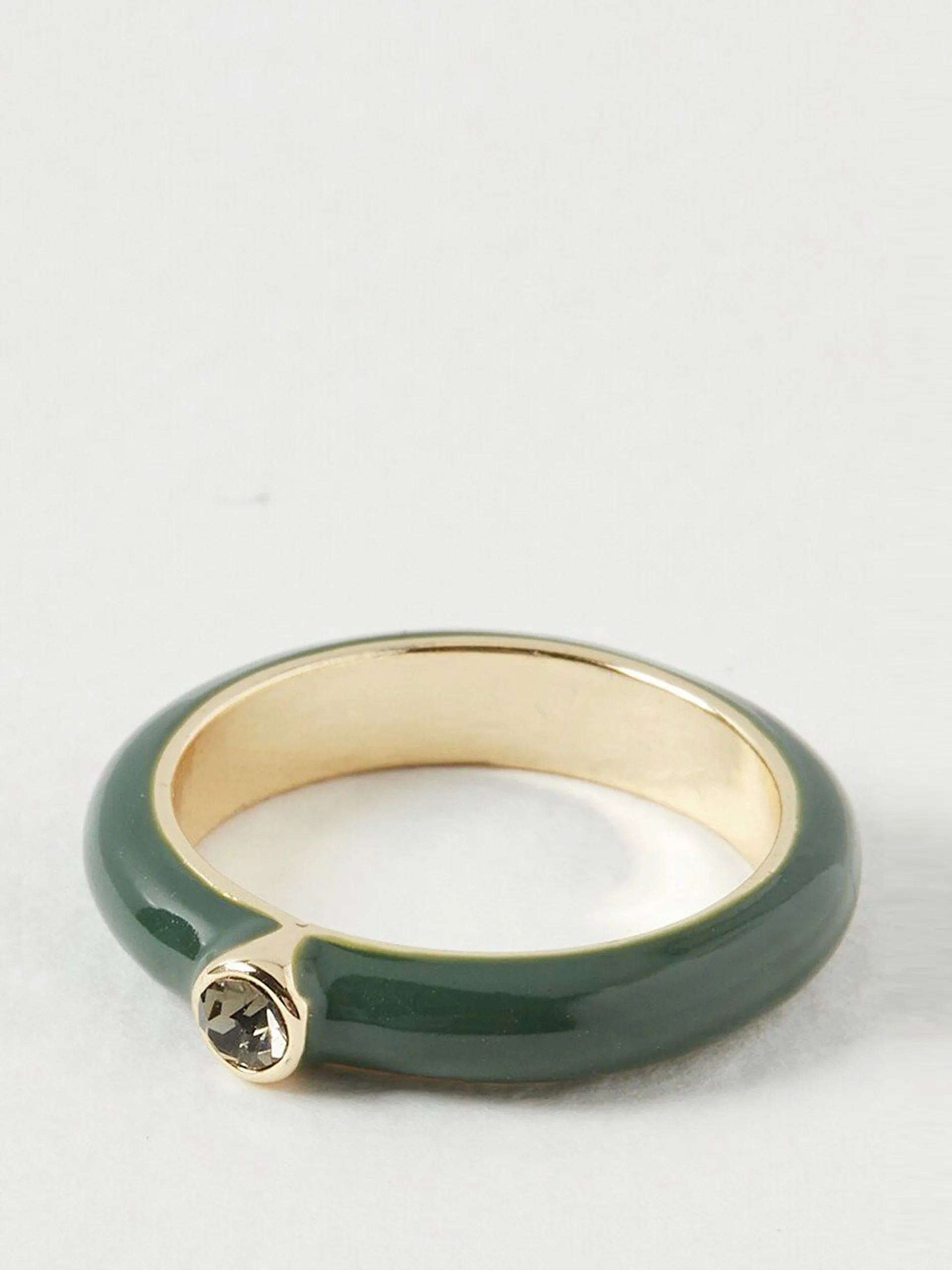 Natassia green enamel & stone statement ring