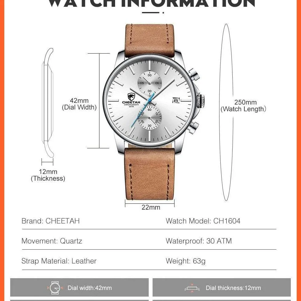 New Men’S Watches Top Luxury Brand Sport Quartz Watch | Mens Chronograph Waterproof  Leather Wristwatch