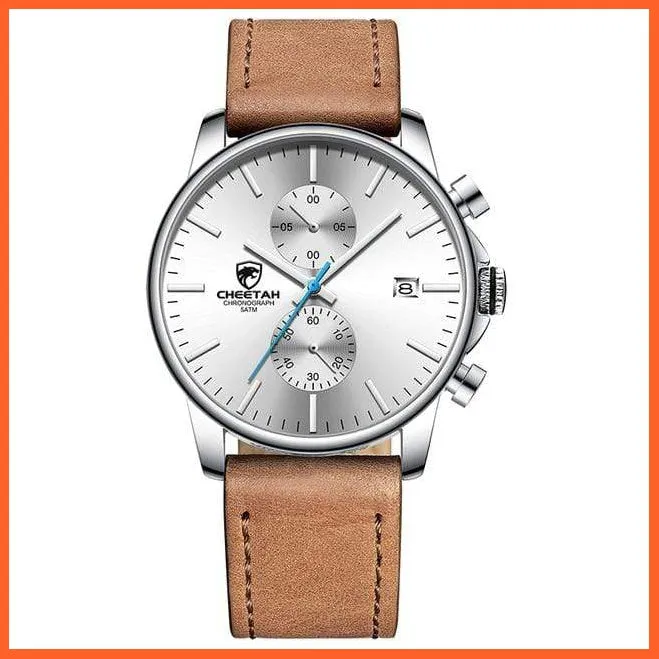 New Men’S Watches Top Luxury Brand Sport Quartz Watch | Mens Chronograph Waterproof  Leather Wristwatch