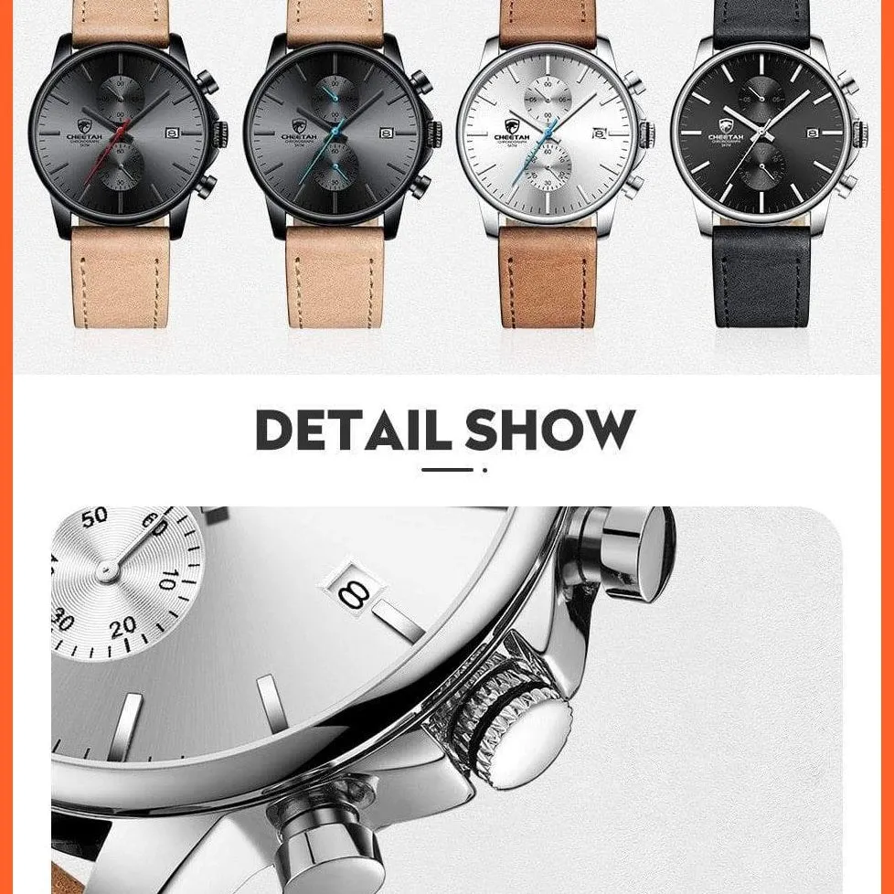 New Men’S Watches Top Luxury Brand Sport Quartz Watch | Mens Chronograph Waterproof  Leather Wristwatch