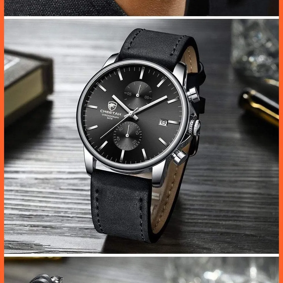 New Men’S Watches Top Luxury Brand Sport Quartz Watch | Mens Chronograph Waterproof  Leather Wristwatch