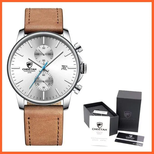 New Men’S Watches Top Luxury Brand Sport Quartz Watch | Mens Chronograph Waterproof  Leather Wristwatch