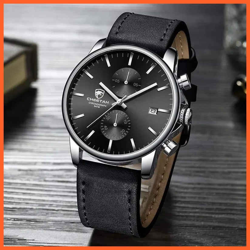 New Men’S Watches Top Luxury Brand Sport Quartz Watch | Mens Chronograph Waterproof  Leather Wristwatch
