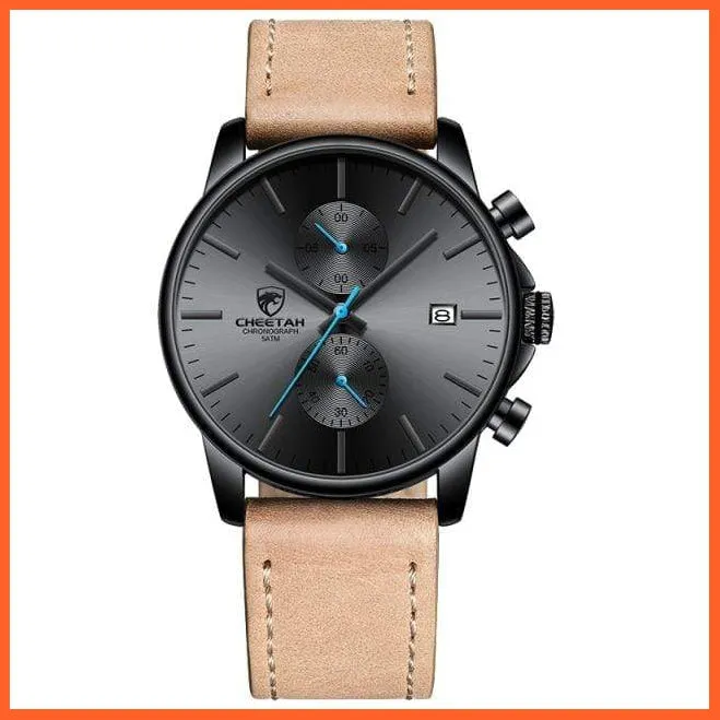 New Men’S Watches Top Luxury Brand Sport Quartz Watch | Mens Chronograph Waterproof  Leather Wristwatch