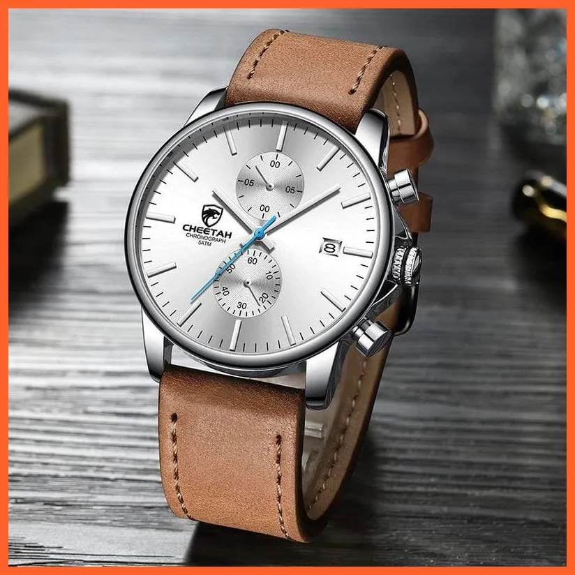 New Men’S Watches Top Luxury Brand Sport Quartz Watch | Mens Chronograph Waterproof  Leather Wristwatch