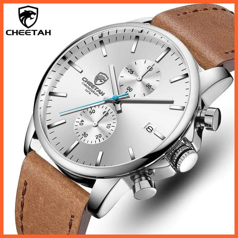 New Men’S Watches Top Luxury Brand Sport Quartz Watch | Mens Chronograph Waterproof  Leather Wristwatch