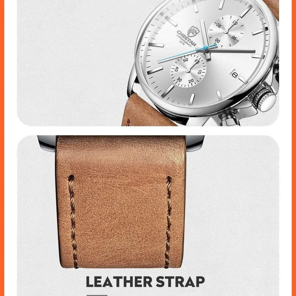 New Men’S Watches Top Luxury Brand Sport Quartz Watch | Mens Chronograph Waterproof  Leather Wristwatch