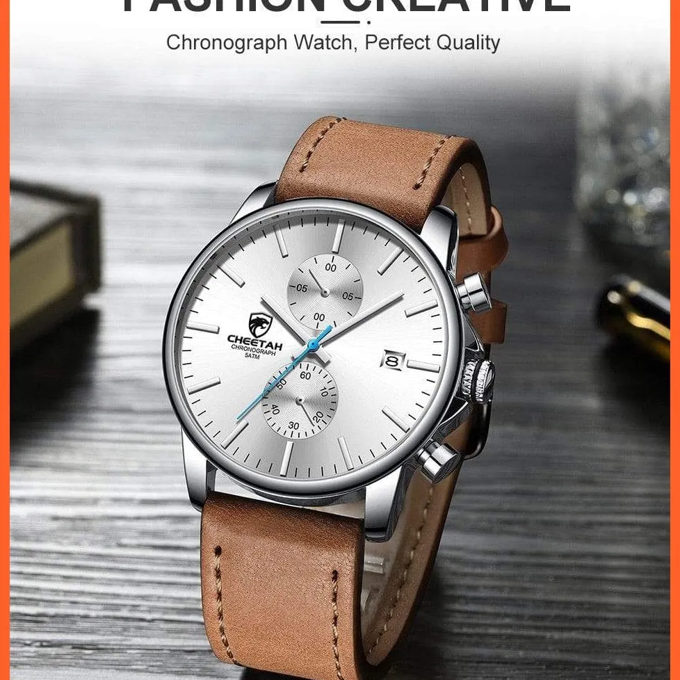 New Men’S Watches Top Luxury Brand Sport Quartz Watch | Mens Chronograph Waterproof  Leather Wristwatch