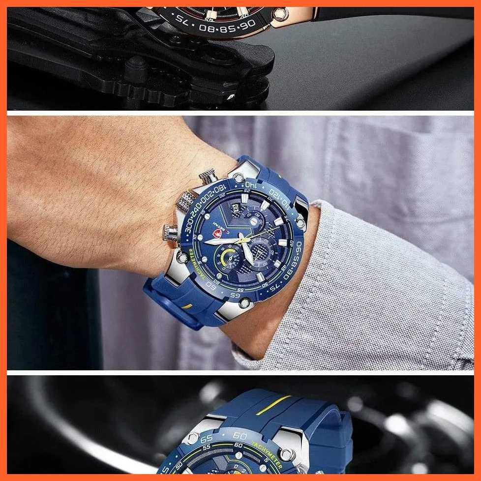 New Watches Mens Luxury Brand Big Dial Watch Men Waterproof Quartz Wristwatch Sports Chronograph Watch