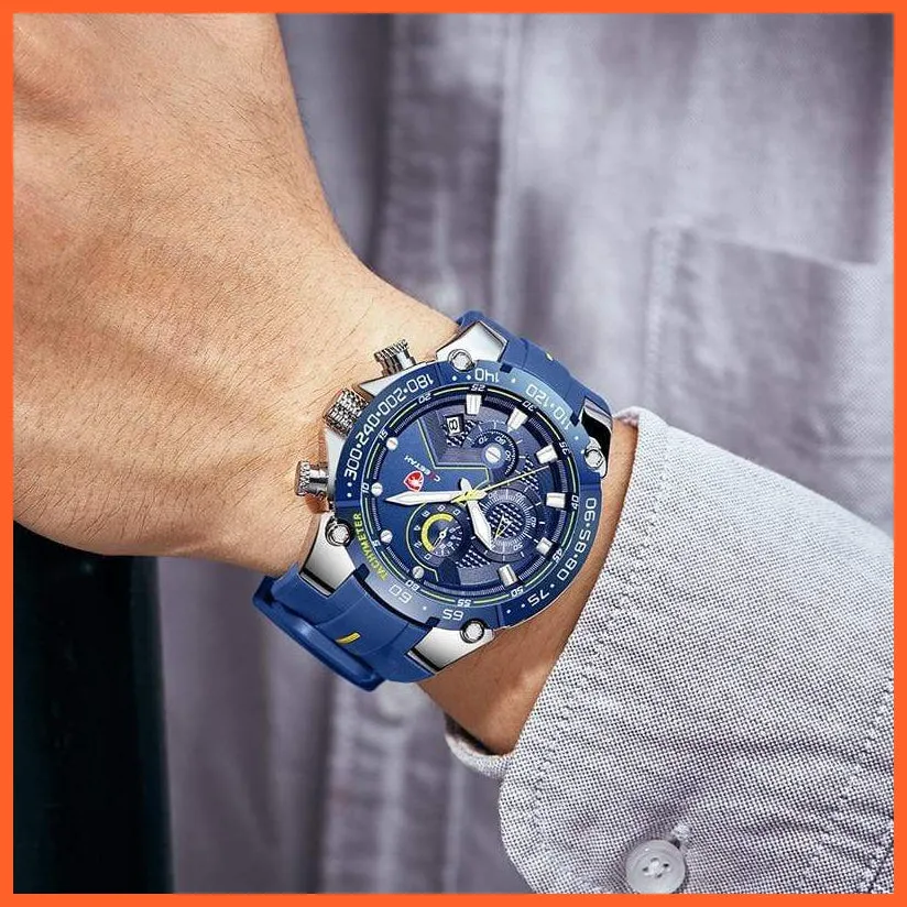 New Watches Mens Luxury Brand Big Dial Watch Men Waterproof Quartz Wristwatch Sports Chronograph Watch