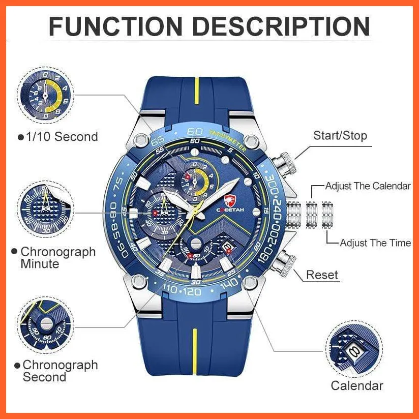 New Watches Mens Luxury Brand Big Dial Watch Men Waterproof Quartz Wristwatch Sports Chronograph Watch