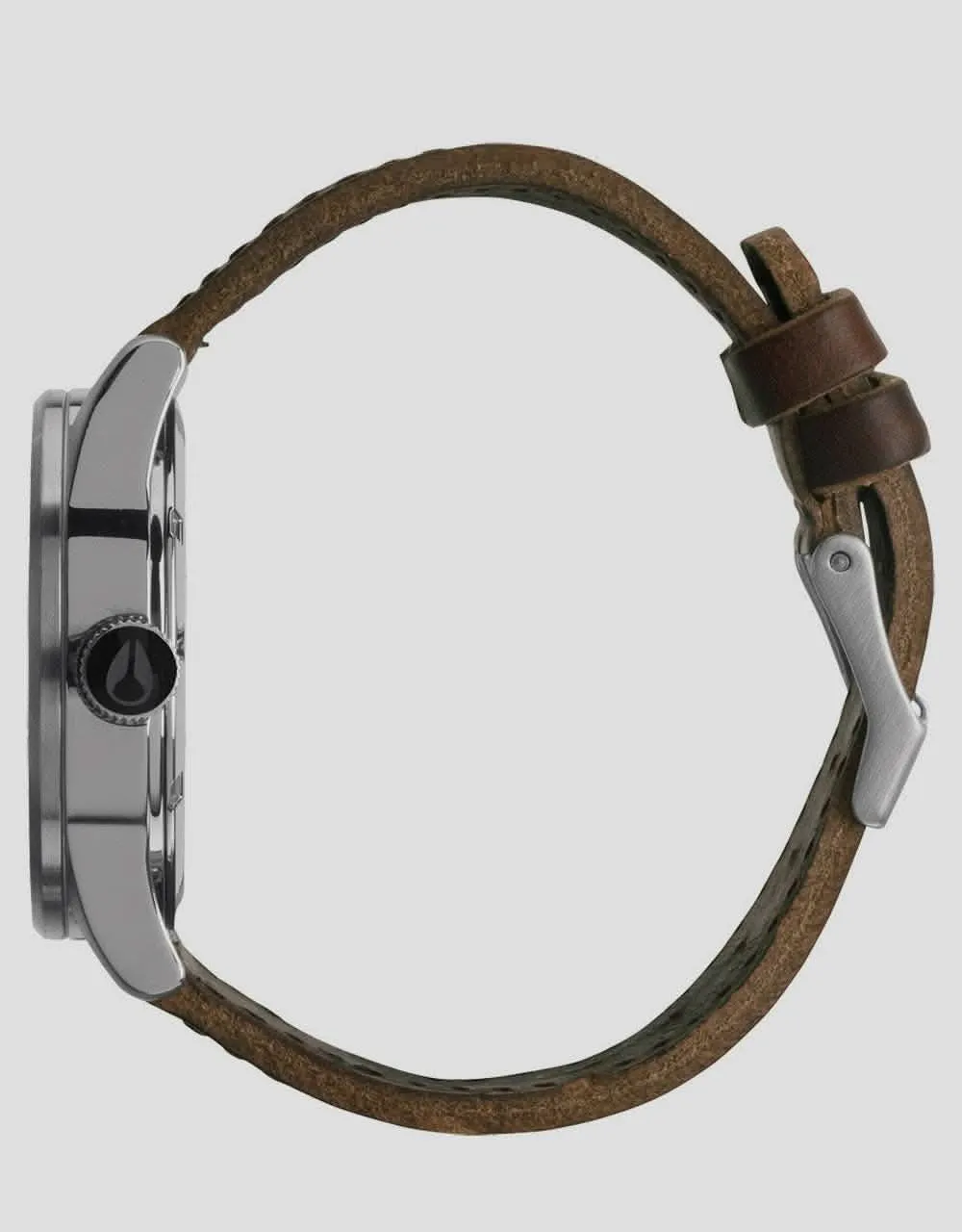 Nixon Sentry Leather Watch - Silver/Brown