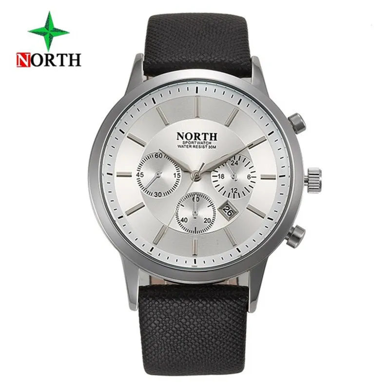 NORTH watch multi-function waterproof casual fashion electronic watch men's sports watch students leather watch