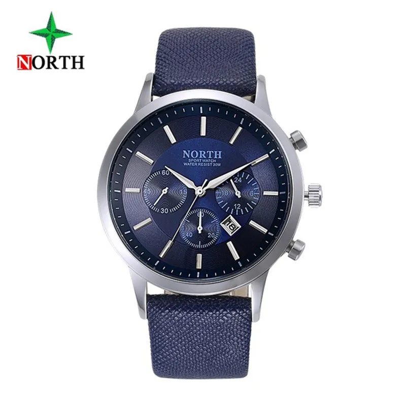 NORTH watch multi-function waterproof casual fashion electronic watch men's sports watch students leather watch