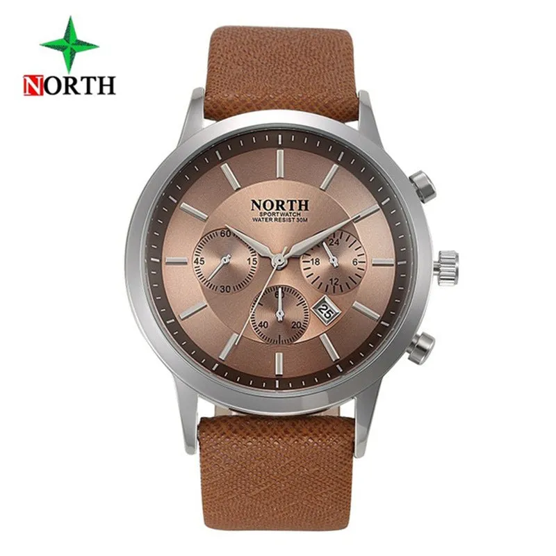 NORTH watch multi-function waterproof casual fashion electronic watch men's sports watch students leather watch