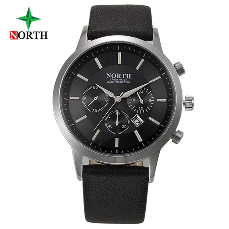 NORTH watch multi-function waterproof casual fashion electronic watch men's sports watch students leather watch
