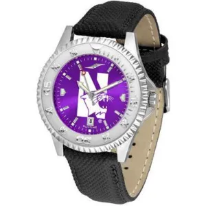 Northwestern Wildcats Competitor AnoChrome - Poly/Leather Band Watch