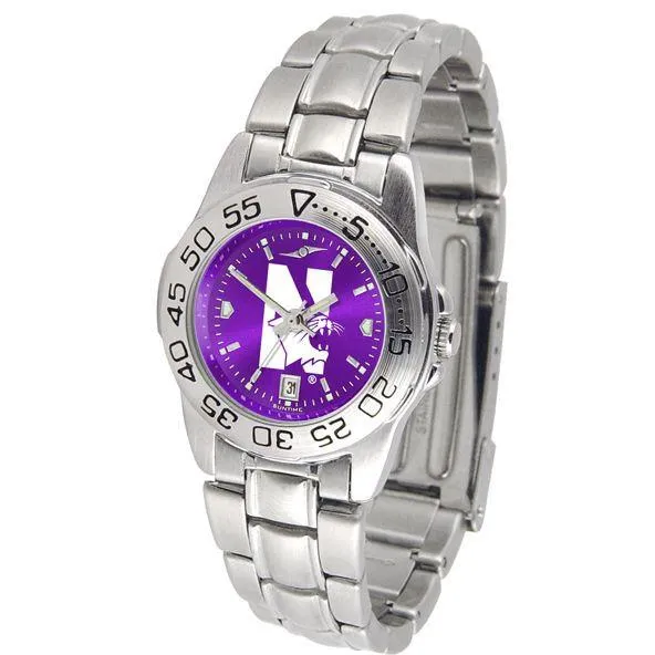 Northwestern Wildcats Ladies AnoChrome  Steel Band Sports Watch