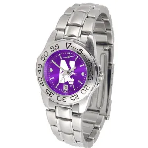 Northwestern Wildcats Ladies AnoChrome  Steel Band Sports Watch