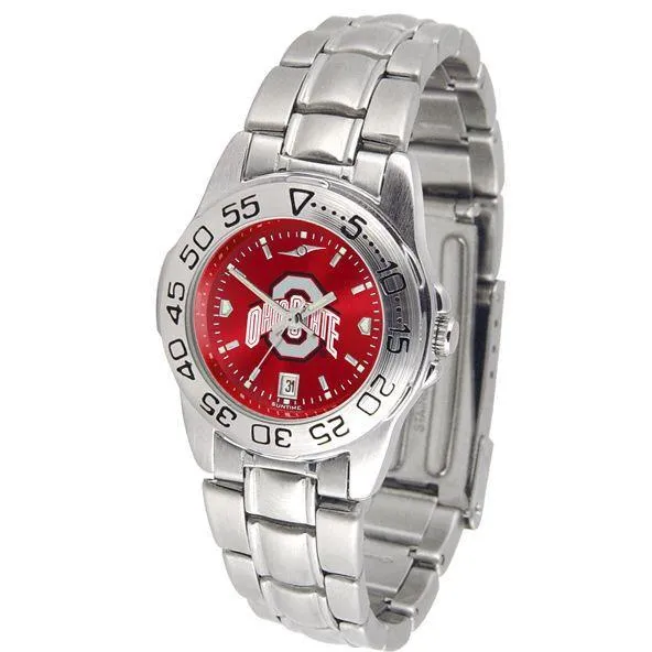 Ohio State Buckeyes Ladies AnoChrome  Steel Band Sports Watch