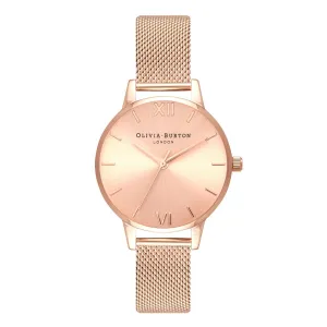 Olivia Burton Sunray Dial Midi Watch With A Mesh Bracelet