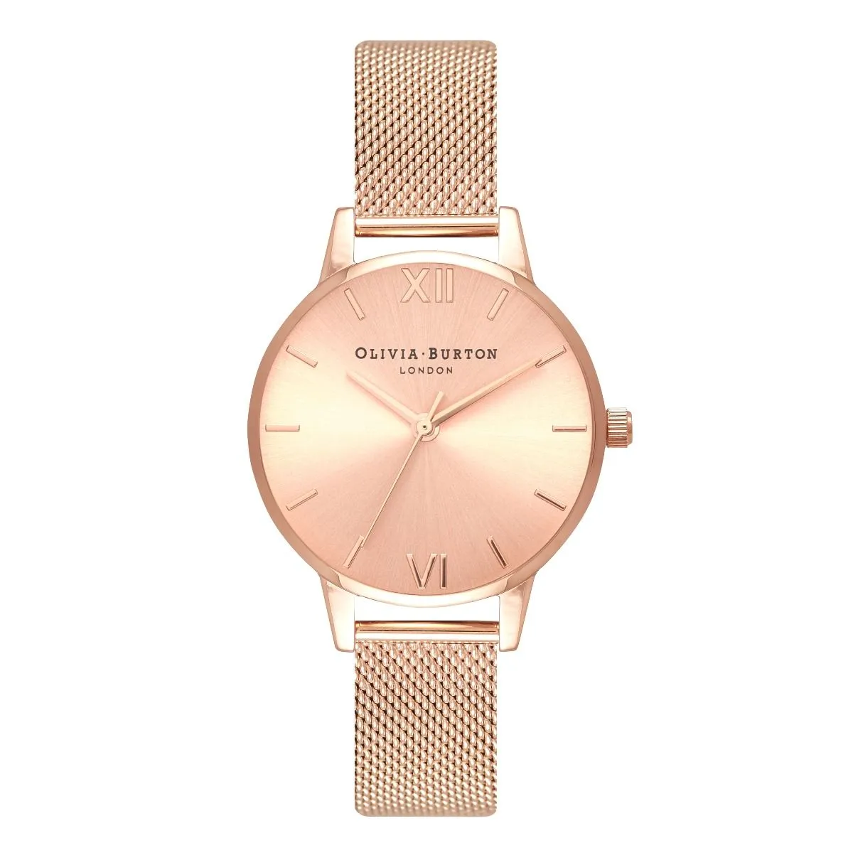 Olivia Burton Sunray Dial Midi Watch With A Mesh Bracelet